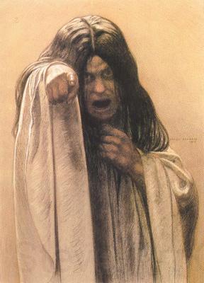 Carlos Schwabe Study for The Wave female figure left of the central figure (mk19) Spain oil painting art